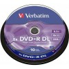 Диск DVD+R 8.5GB  Verbatim DL (1/ 10) Cake Box, Double Layer, Matt Silver,(43666)